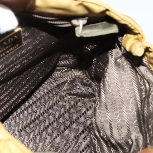 PRADA Chain Shoulder Bag Nylon Brown Silver Auth - Picture 12 of 16